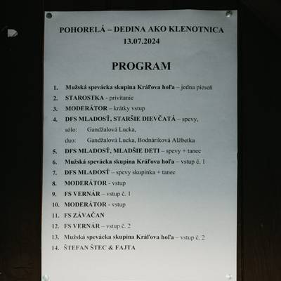 Fotografia z ročníka 2024 festivalu Pohorelá – Dedina ako klenotnica