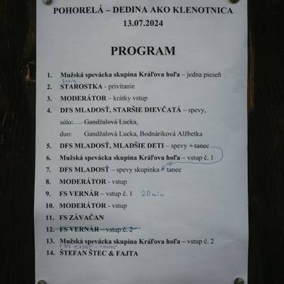 Fotografia z ročníka 2024 festivalu Pohorelá – Dedina ako klenotnica